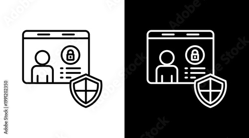 Secure Account Outline White Icon Set Design