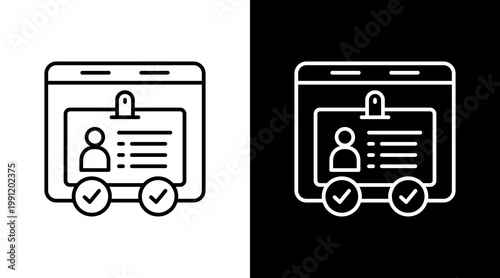 Identity Verification Outline White Icon Set Design