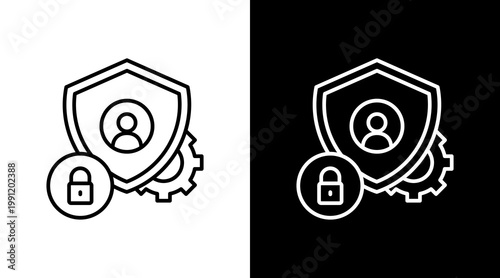 Account Protection Outline White Icon Set Design