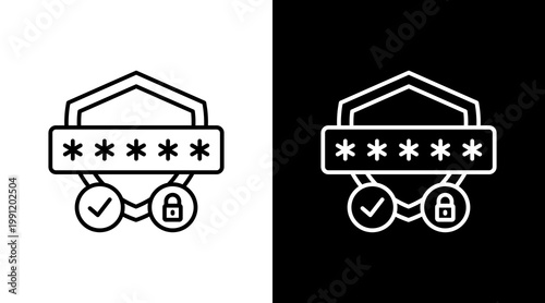 Password Protection Outline White Icon Set Design