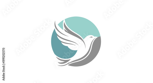 White dove in flight symbol.