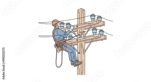 Electrician working on power lines.