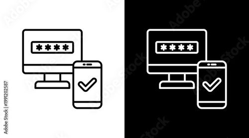 Device Verification Outline White Icon Set Design