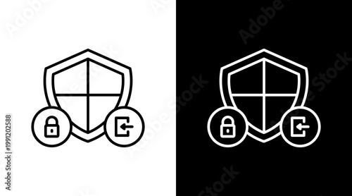 Secure Access Outline White Icon Set Design