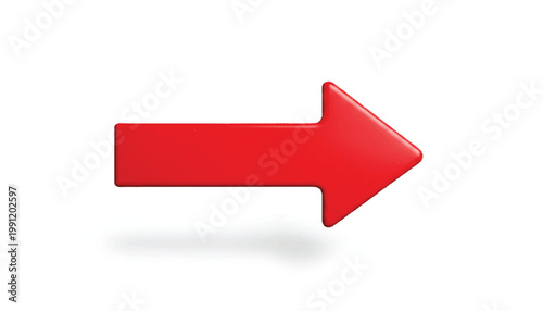 Red directional arrow pointing right on a white background with direction movement navigation isolated information indication progress business