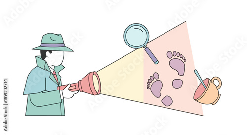 Detective examining crime scene evidence closely.