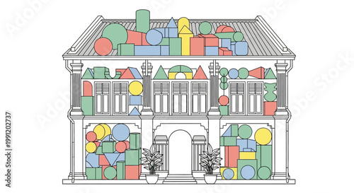 Colorful Blocks in a House.