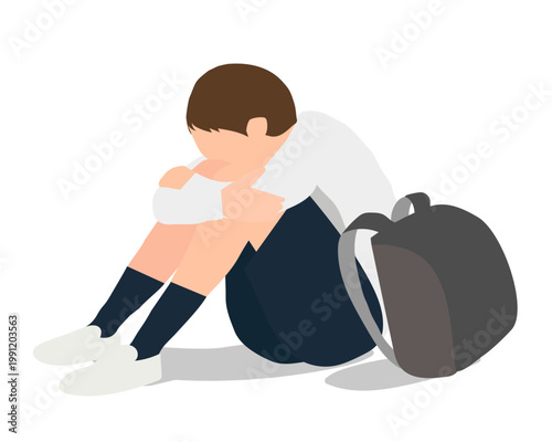 不登校に悩む小学生6年生のイラスト