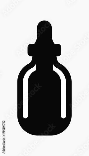 Simple Black Silhouette Icon of a Dropper Bottle symbol container
