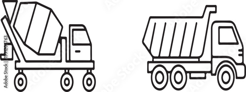 Line of a cement mixer and a dump truck line cement mixer