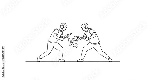 Two gamers playing video games, competitive esports, online gaming, versus concept, digital entertainment