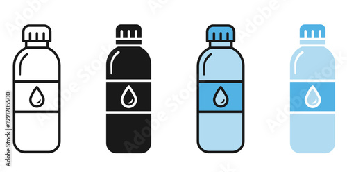 water bottle icon set. water bottle icon set for hydration app and beverage packaging design
