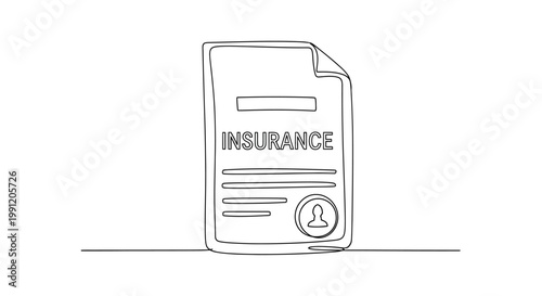 Hand drawn insurance document with seal and text