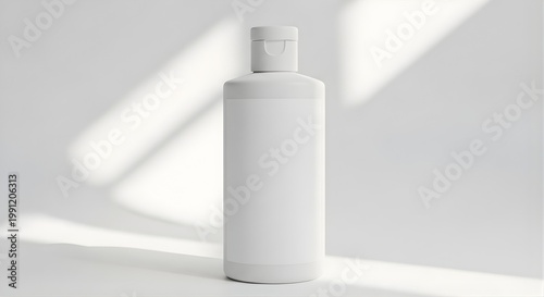 Isolated blank white cosmetic bottle mockup with flip top lid, branding template, skincare packaging, beauty product