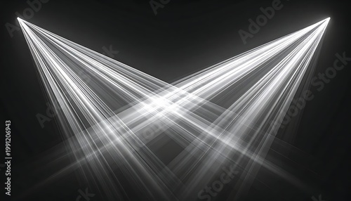 A minimalist composition of intersecting white beams on a dark background