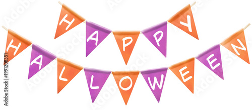 Happy halloween bunting garland clip art Isolated on white background