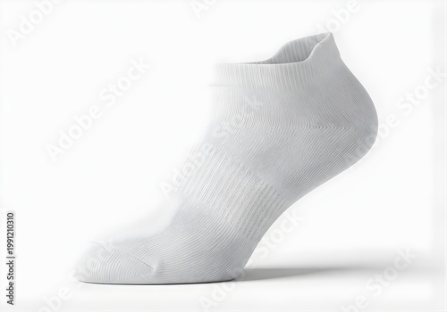 Isolated low cut ankle sock with intricate embossed topographical pattern for athletic apparel fashion mockup