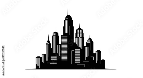 City Skyline with Tall Skyscrapers.
