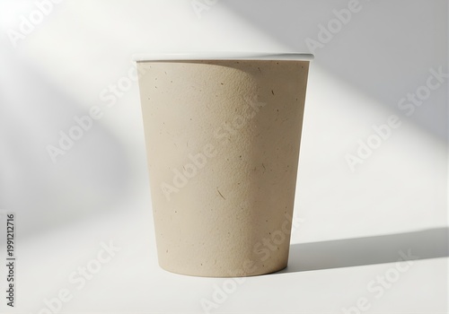 Isolated recycled brown paper coffee cup, sustainable takeaway packaging, eco friendly beverage container, mockup for branding