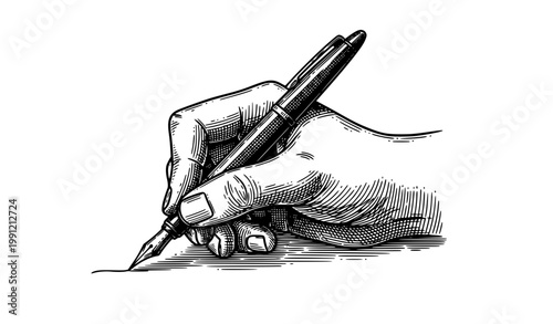 SEO Title
Vintage engraved hand writing with fountain pen authorship and signature concept outline vector isolated on white background