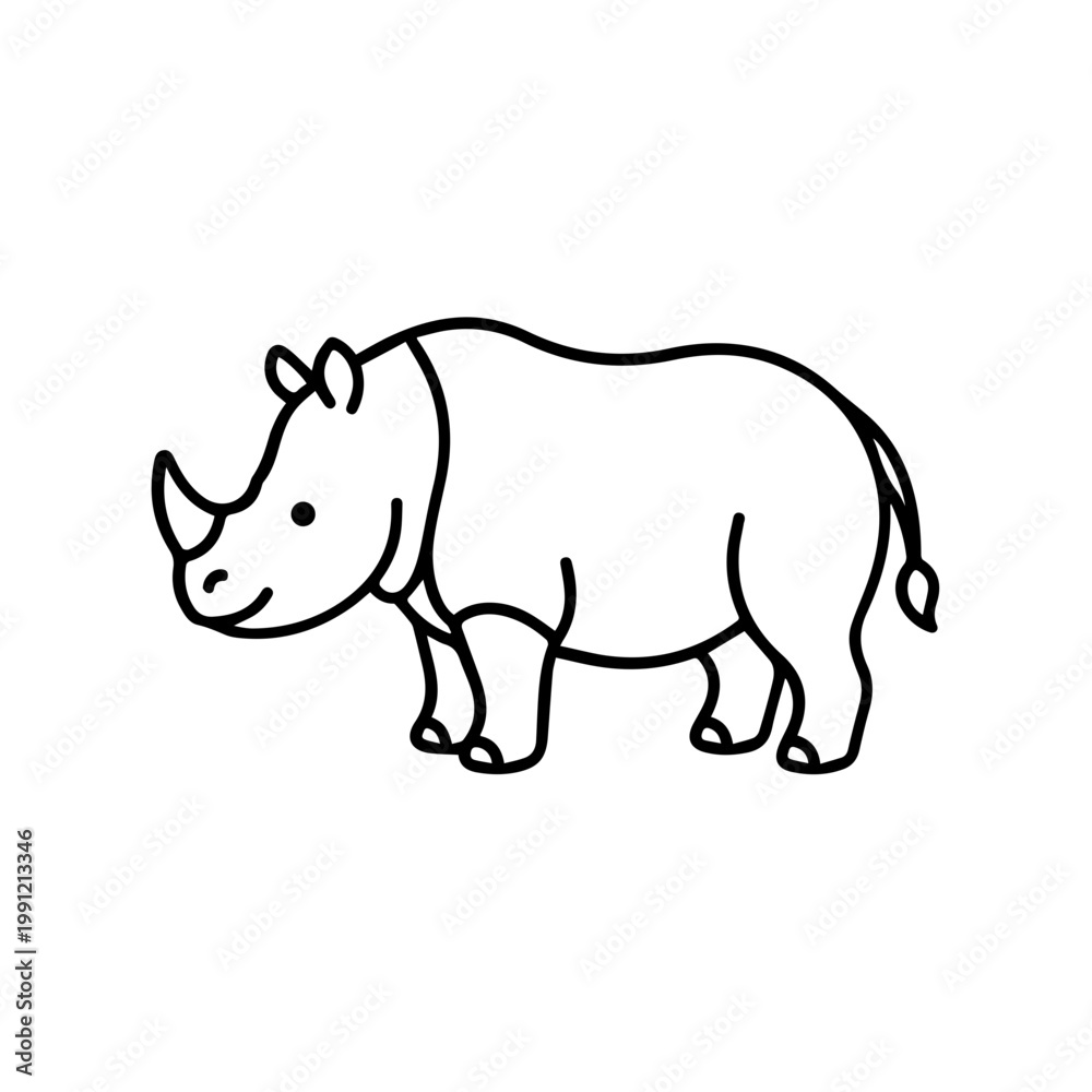 Obraz premium Cute Rhinoceros Cartoon Illustration