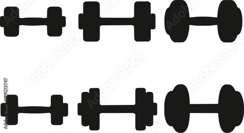 Dumbbell multiple types silhouette vector illustration set