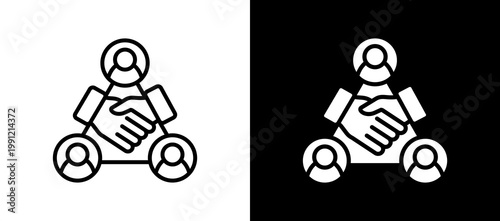Stakeholder Relations Icon Set In Black And White Filled Style Collection