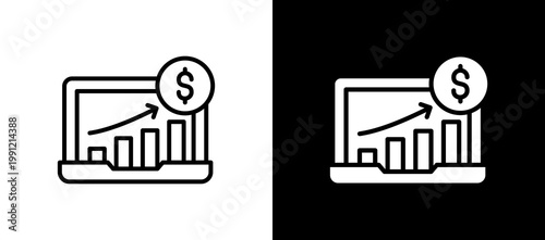 Revenue Growth Icon Set In Black And White Filled Style Collection