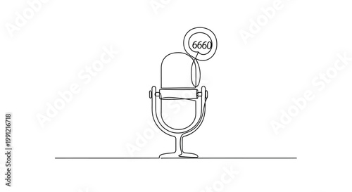 Minimalist Microphone with Speech Bubble Containing Numbers