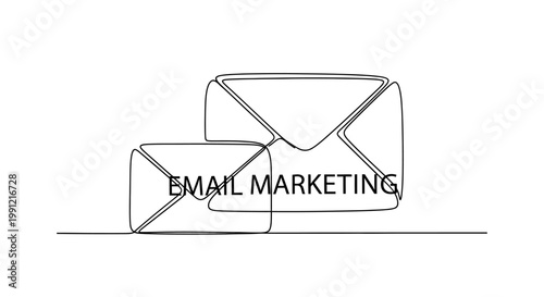 Email Marketing Concept: Two Envelopes with Text "EMAIL MARKETING" - Digital Communication Strategy
