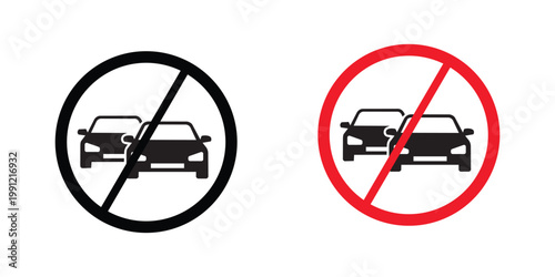 No vehicles allowed black and red prohibition signs with car silhouettes