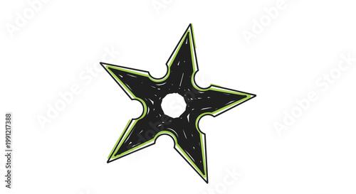 A sharp five-pointed ninja throwing star shuriken weapon.
