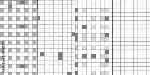 Abstract grid pattern with varying shades of gray and white squares