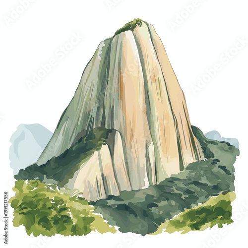 Pico C?o Grande. Pico C?o Grande hand drawn watercolor illustration on white background