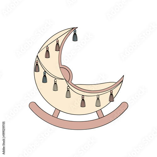 Dreamy Crescent Moon Baby Bassinet with Tassels