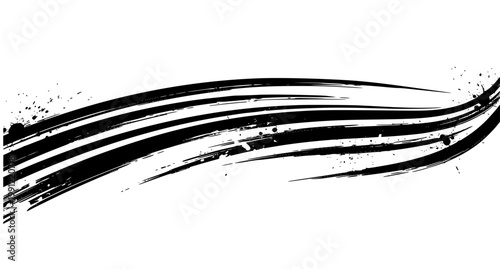 Sporty Black Brush Racing Stripes Vector with Grunge Texture for Car Decal and Motorsport Graphics