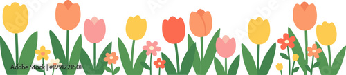 Spring Flower Border for May Festival and Picnic Background