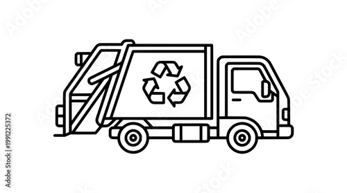 Compact Garbage Truck Minimal Icon Vector