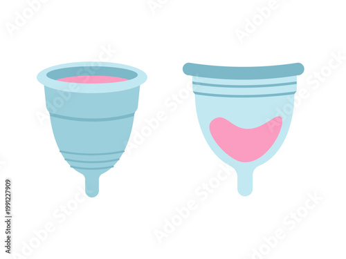 Silicone Menstrual Cup Reusable Hygiene Product Illustration. Eco Friendly Period Cup Flat Design.
