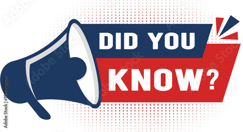 Did you know template banner with loudspeaker in flat style. Vector illustration