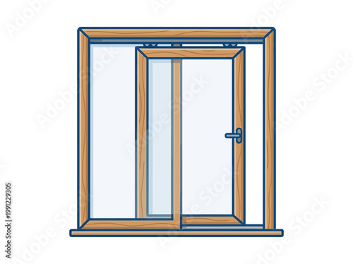 A closeup illustration of a security camera on a sliding glass door