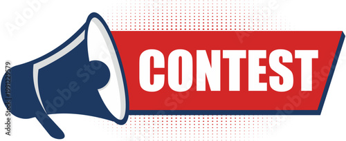 Contest vector banner with megaphone. Special shop proposition concept. Loudspeaker banner. Label for business, marketing and advertising