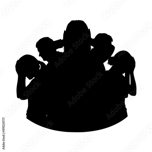 Silhouette of people covering their ears to block out loud noise