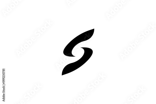 Minimalist abstract S-shaped black symbol logo design for branding, balance, motion, and duality concepts
