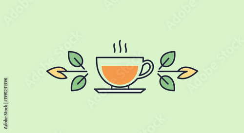 Minimal Tea Icon International Tea Day Flat Vector Illustration