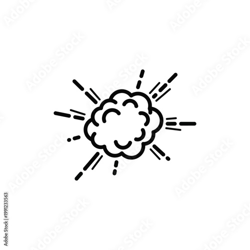 A stylized illustration of an explosion occurs rapidly outdoors.