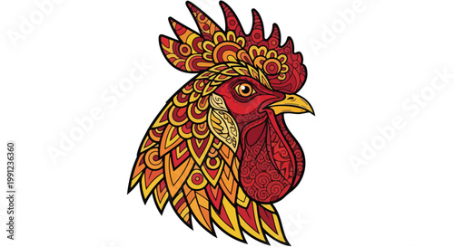 Vibrant Rooster Head, Colorful Rooster Illustration, Rooster Vector, Animal Icon