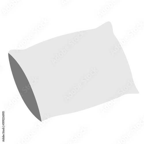 White fluffy pillow for bed or sofa, soft home textile, comfort accessory, vector illustration icon.