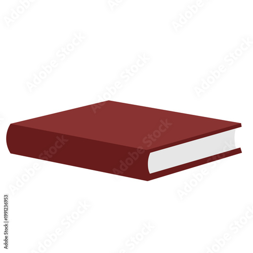 Thick red hardcover book, reading material, library or study object, vector illustration icon design.
