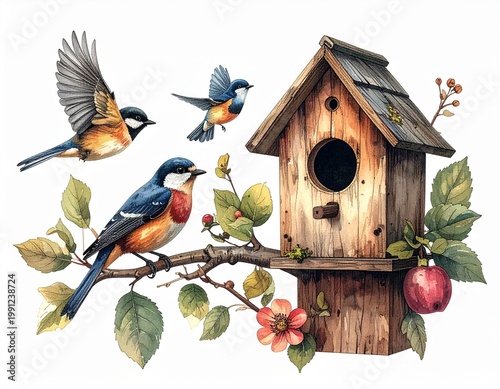 Artistic Birdhouse Wall Sticker